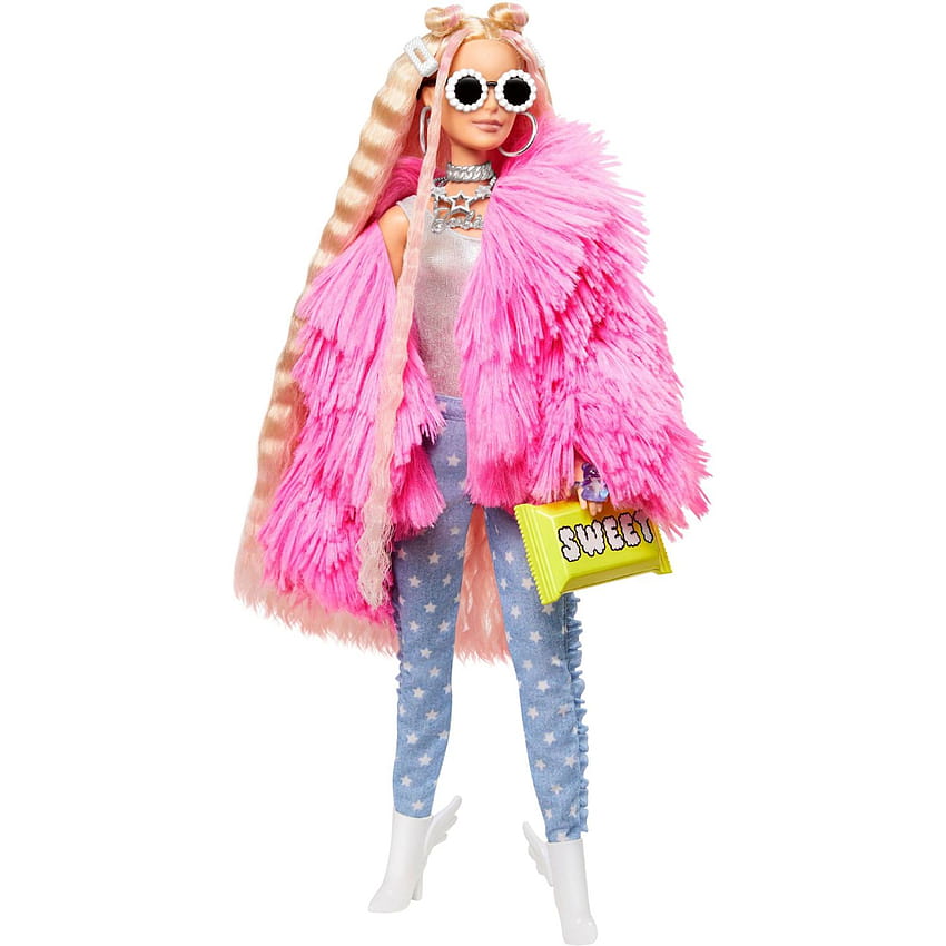 Barbie Extra Doll in Pink Fluffy Coat with Pet Unicorn HD phone wallpaper