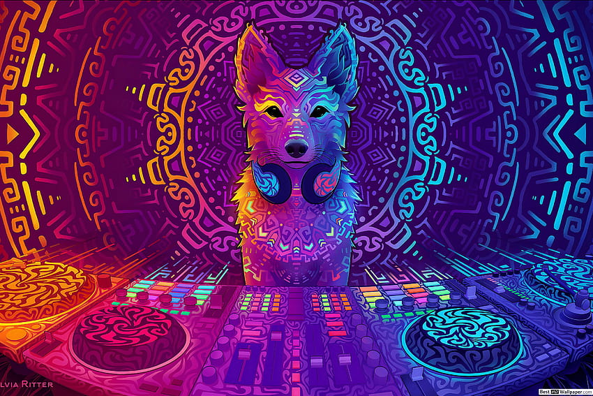 DJ Fox digital art, anime fox art HD wallpaper