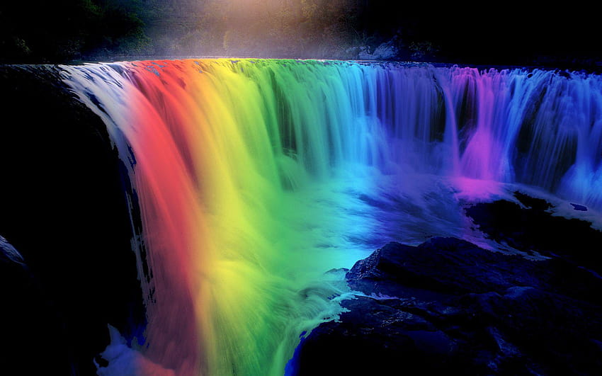 Waterfall And Rainbow For 1920 x, rainbow rainforest HD wallpaper