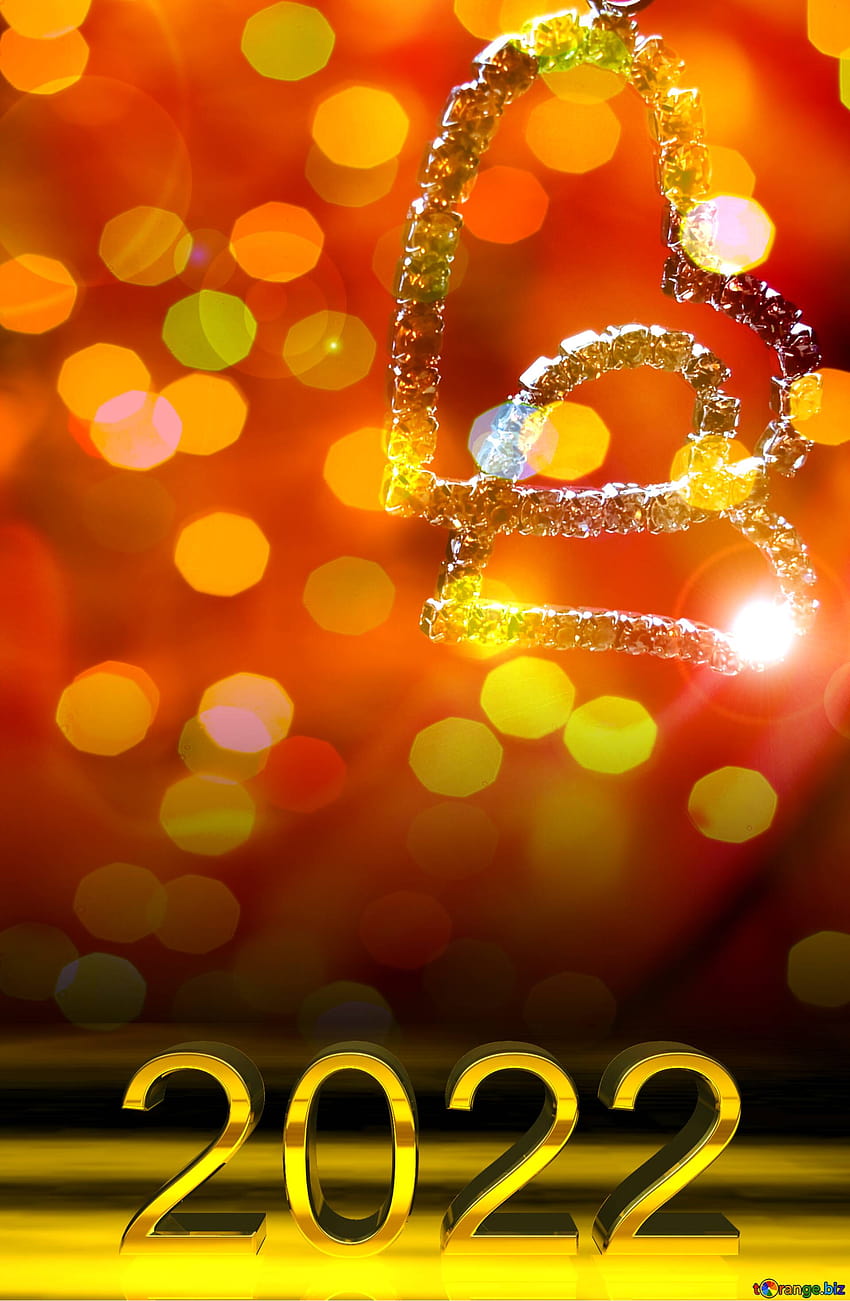 2022 złote cyfry miłość serca nowy rok kartkę z życzeniami na CC, pionowo 2022 nowy rok Tapeta na telefon HD