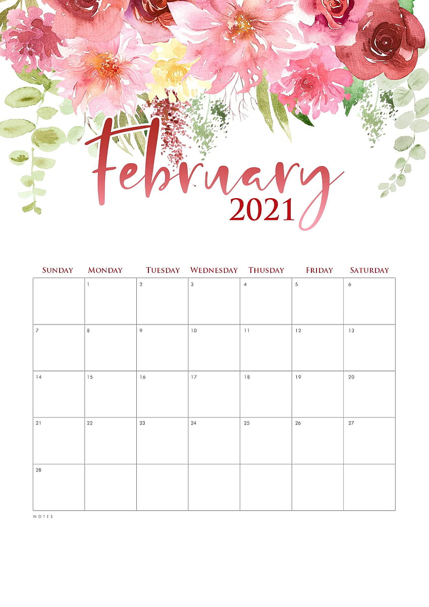 Calendario floral decorativo de febrero de 2021 in 2020, 2021 months HD phone wallpaper