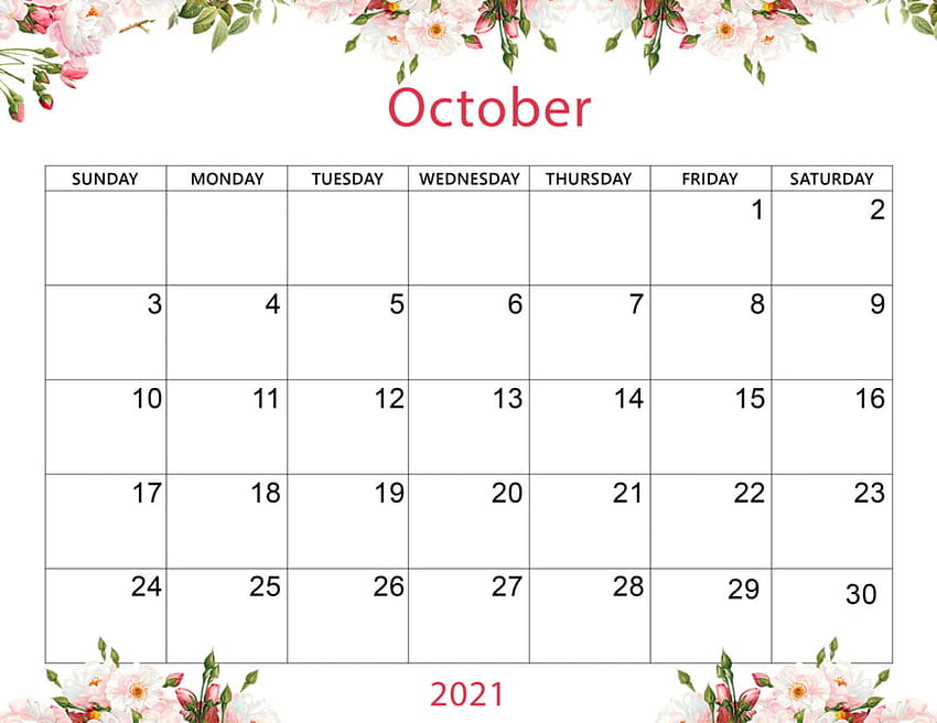 Joli calendrier d'octobre 2021 et papier peint, calendrier Fond d'écran HD