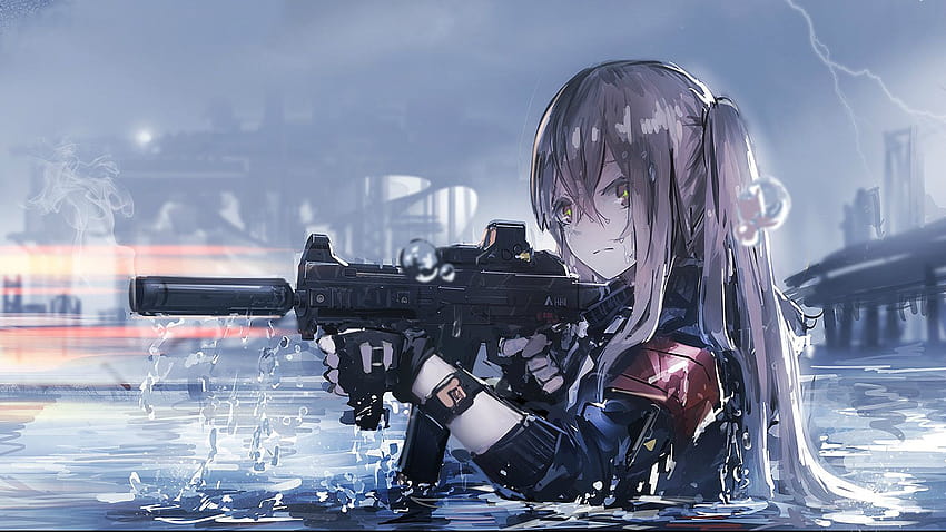 Anime Gun, taktischer Anime-Mädchenabend HD-Hintergrundbild