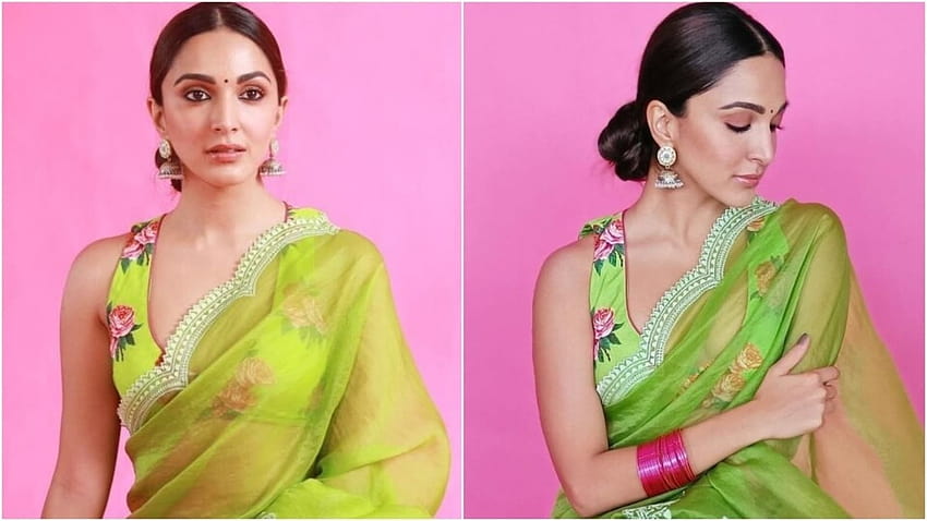 Kiara Advani promotes Shershaah in the most beautiful organza saree worth ₹4 HD wallpaper