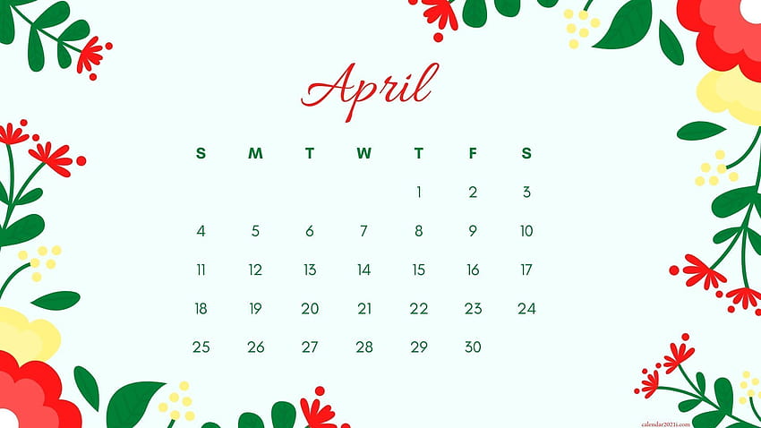 April 2021 Calendar Floral featuring beautiful flowers in 2020 HD wallpaper