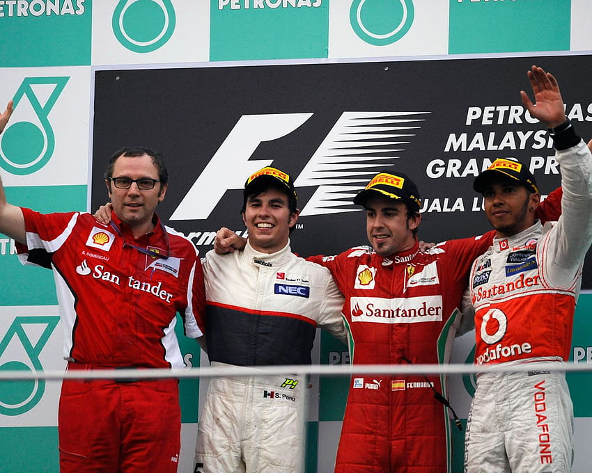 2012年マレーシアGP表彰台、セルジオ・ペレス 高画質の壁紙
