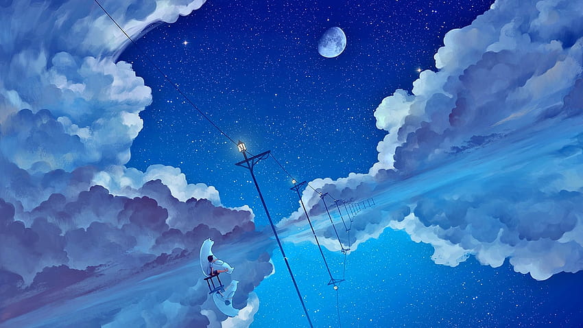 달, 소년, 구름, 환상, 반영, 곰, 꿈 ::, 문드림 HD 월페이퍼