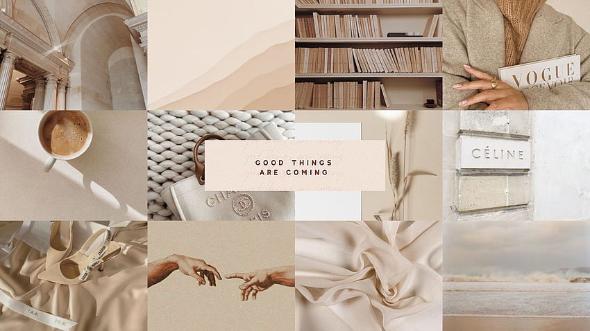 grid neutral collage aesthetic, neutral aesthetic HD wallpaper