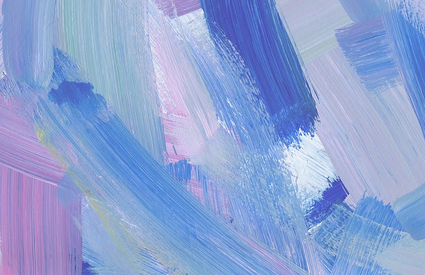 ピンク & ブルーの抽象的なブラシ ストロークの壁画 高画質の壁紙
