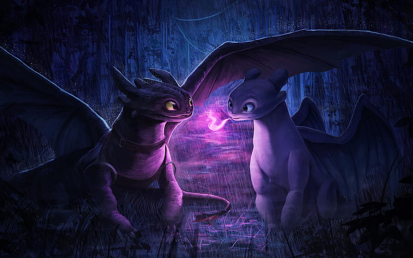 Night Fury , Light Fury, How to Train Your Dragon, Graphics CGI, how to train your dragon light fury HD wallpaper