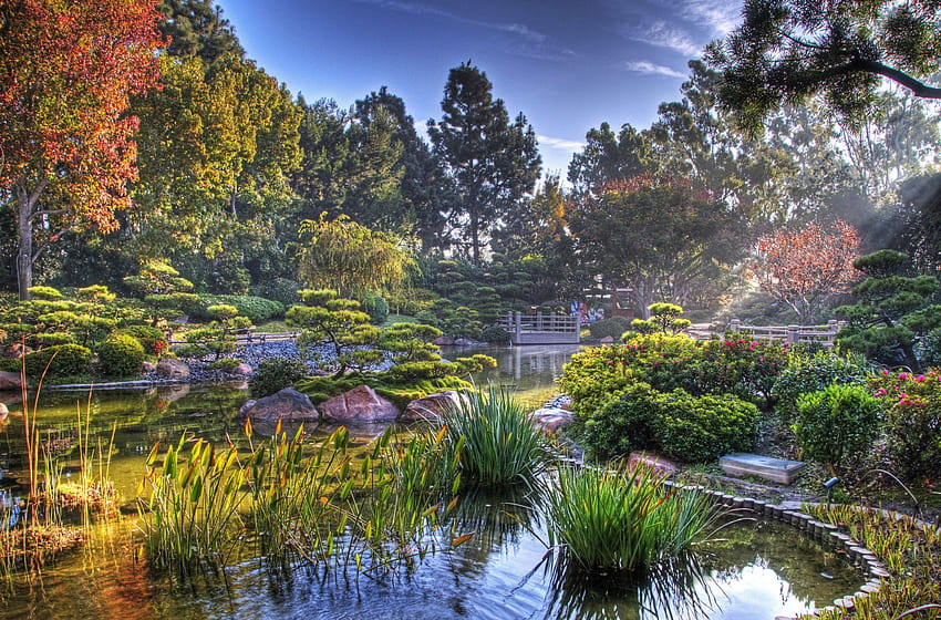Jardín japonés, jardín zen de primavera fondo de pantalla