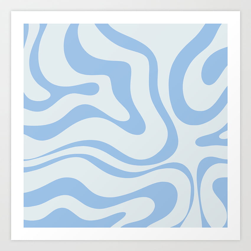 Delikatny płynny wirujący abstrakcyjny wzór Kwadrat w kolorze pudrowego błękitu Art Print autorstwa Kierkegaard Design Studio, abstrakcyjny płynny jasnoniebieski i biały Tapeta na telefon HD