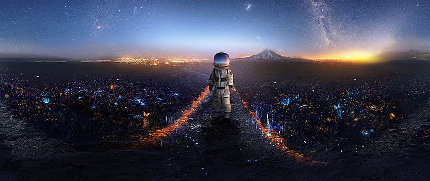 2560x1080 astronaut, art, space, stars, galaxy, astronaut space screensaver anime HD wallpaper