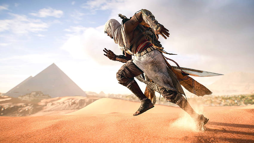 Assassins Creed Origins Bayek corriendo U fondo de pantalla