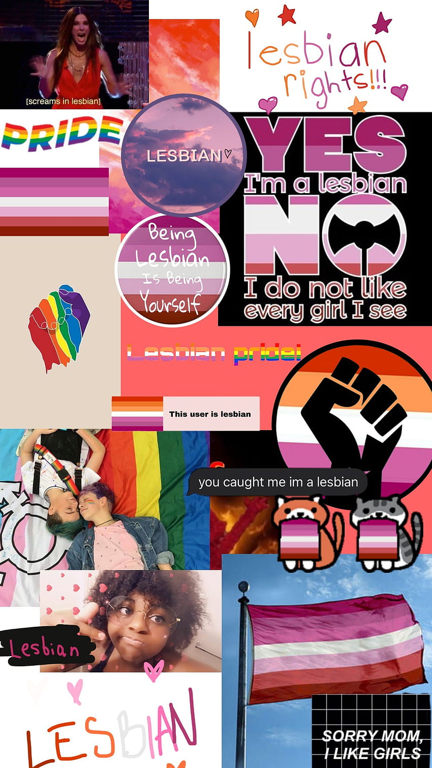 2 Lesbian Aesthetic Pride, ЛГБТ естетически колаж HD тапет за телефон