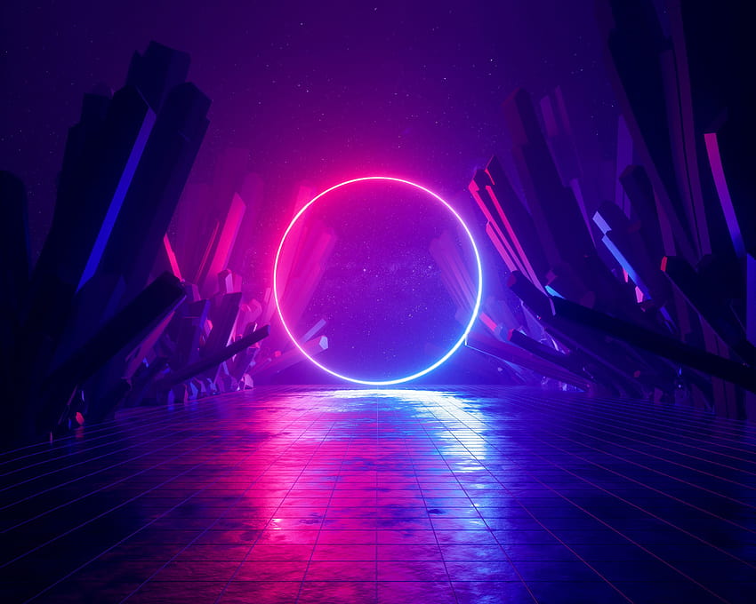 Neon Sci Fi, cerchio futuristico Sfondo HD