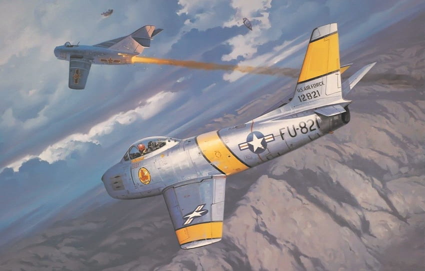 guerra, arte, pintura, aviação, F, f 86 papel de parede HD