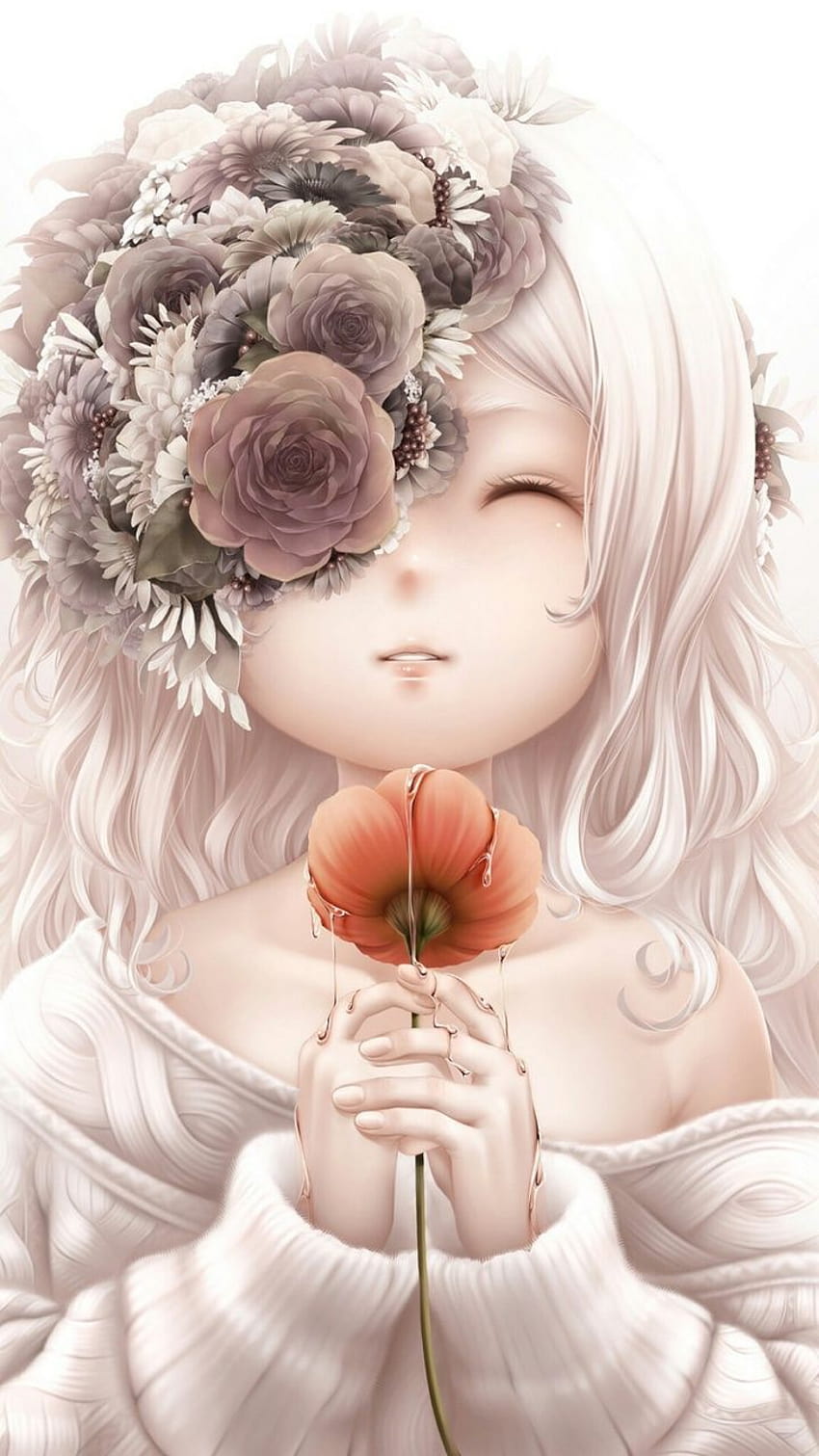 405155 anime anime girl yellow eyes flowers original character  wallpaper hd 2044x3000  Rare Gallery HD Wallpapers