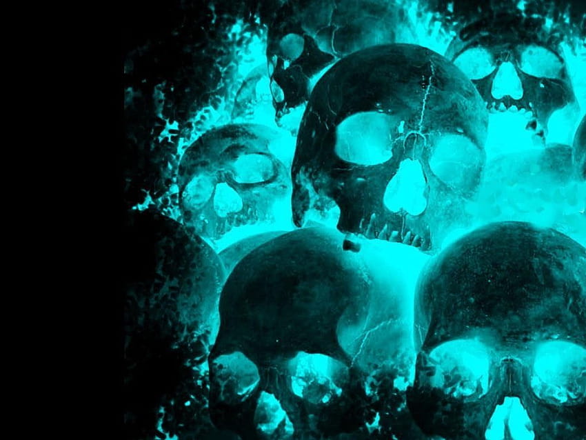 teal skull ...pinterest, cyan and black HD wallpaper