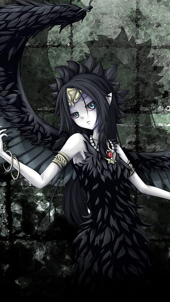 Angel, wings, manga, black, fantasy, girl, feather, anime, dark, HD  wallpaper | Peakpx