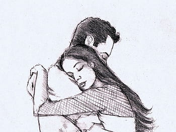 Imitation Of Pencil Drawing Of Happy Loving Couple Stock Photo - Download  Image Now - Adult, Adults Only, Artificial - iStock
