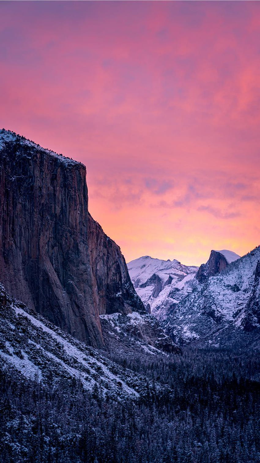 Winter Sunrise in Yosemite iPhone 8, sunrise at yosemite valley HD phone wallpaper