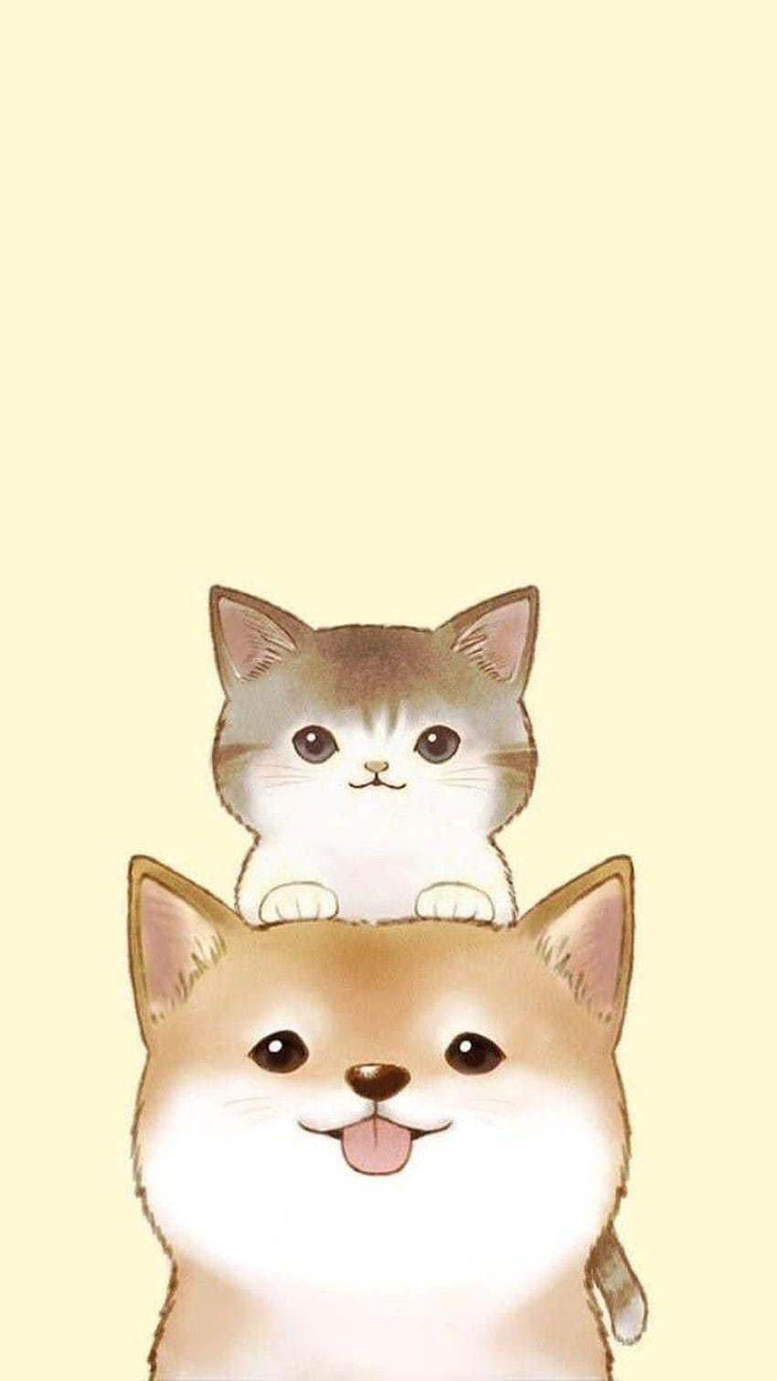 Sevimli Kedi Çizimi, hayvanlar kawaii HD telefon duvar kağıdı