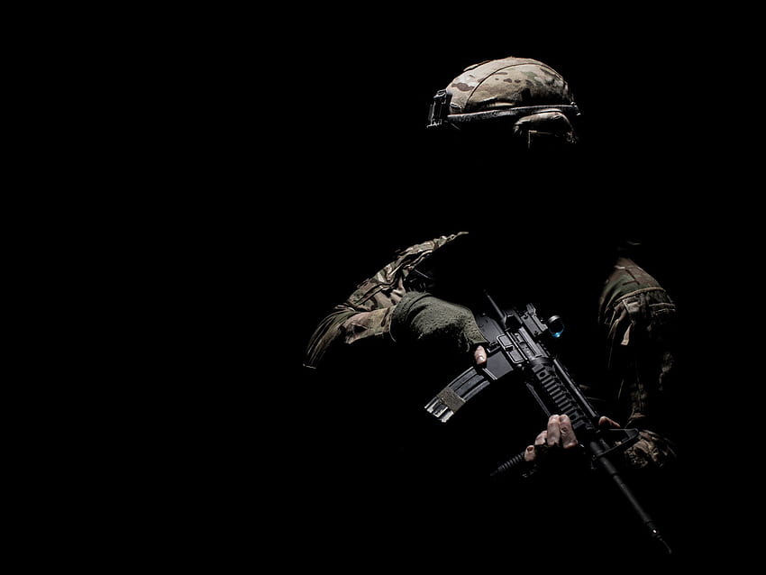 Soldat, militaire, mitrailleuse, guerre, silhouette, noir/foncé, soldat noir Fond d'écran HD