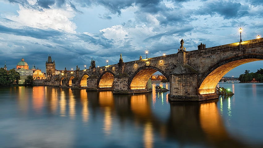 Puente de Carlos, Praga, puente de Chromebook fondo de pantalla