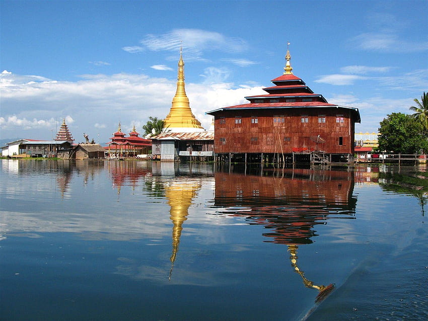 Lago Inle, edificio de las ciudades de Myanmar fondo de pantalla