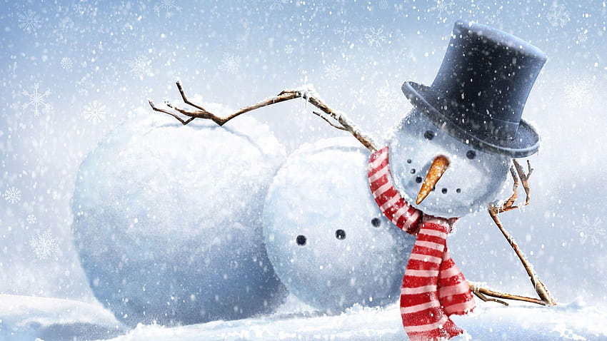 4 Country Snowman, winter real snowmen HD wallpaper