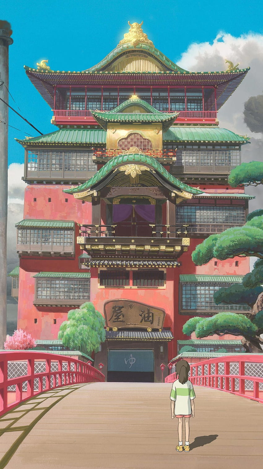 Spirited Away, японски аниме храм HD тапет за телефон