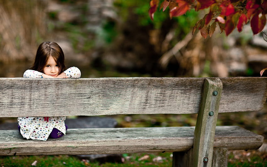BEAUTIFUL LOVE : Mood Kids Girl Look Park Forest Smile Sitting Bench Love, kids love HD wallpaper