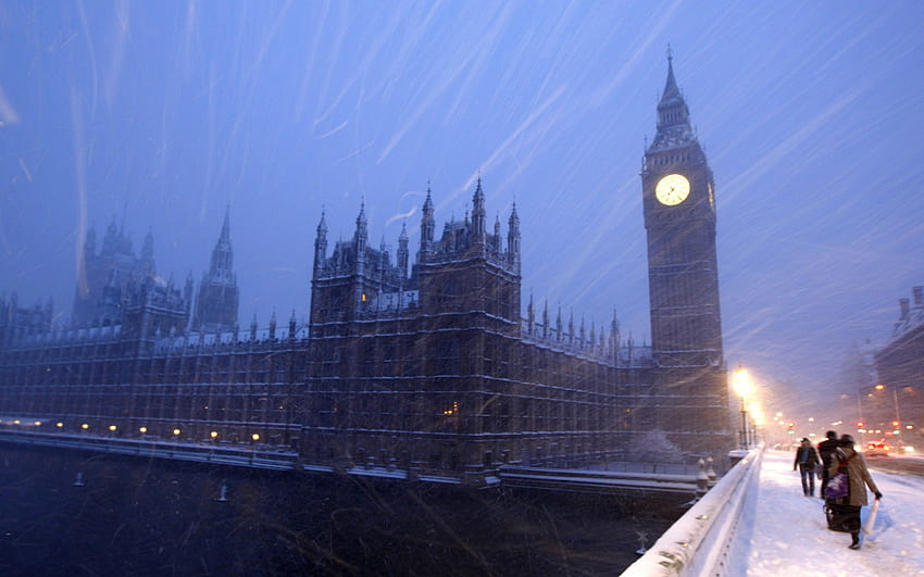 冬の雪、イギリス、ロンドン、時計、ビッグ ベン、イギリス、[1920x1080] の宮殿、モバイル & タブレット、ビッグ ベン、冬 高画質の壁紙