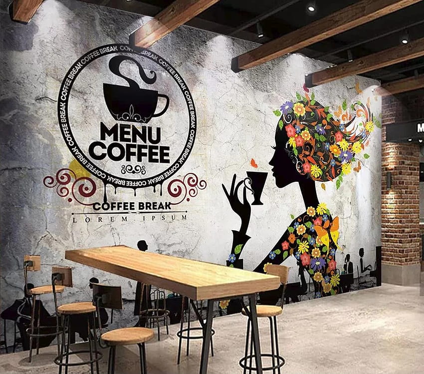 商業ノスタルジックなカフェミルクティーショップの背景の壁 高画質の壁紙