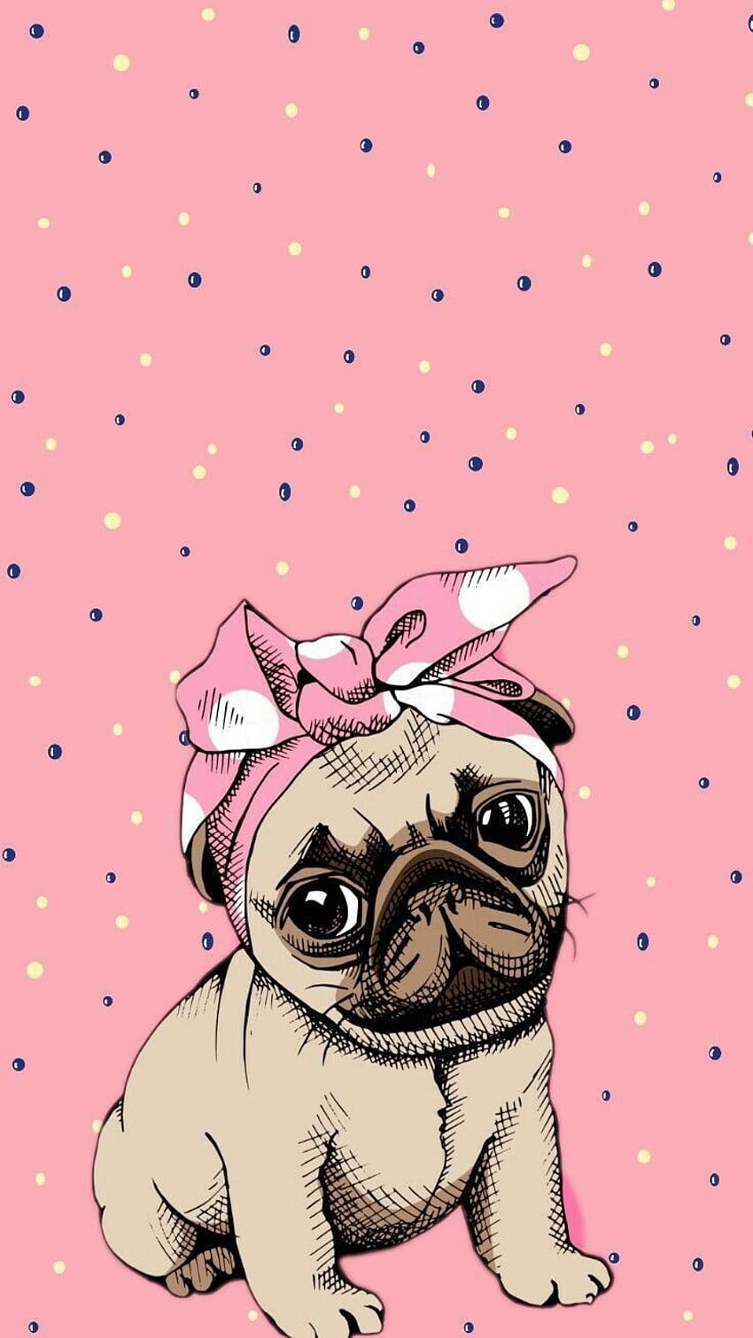 Cute cartoon pug dog which would look great as an adorable phone, pug cartoon kawaii HD phone wallpaper