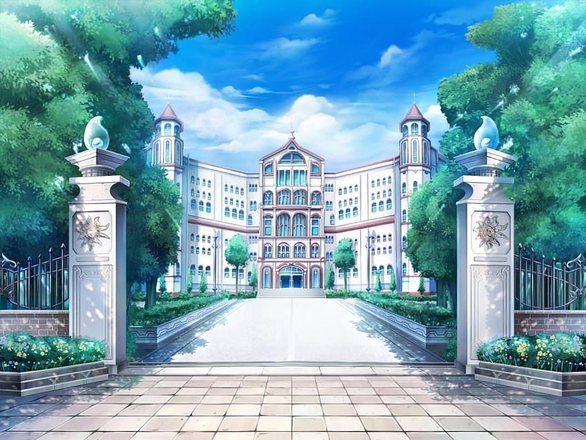 Schule, Gebäude, Referenz, Anime-Schule HD-Hintergrundbild