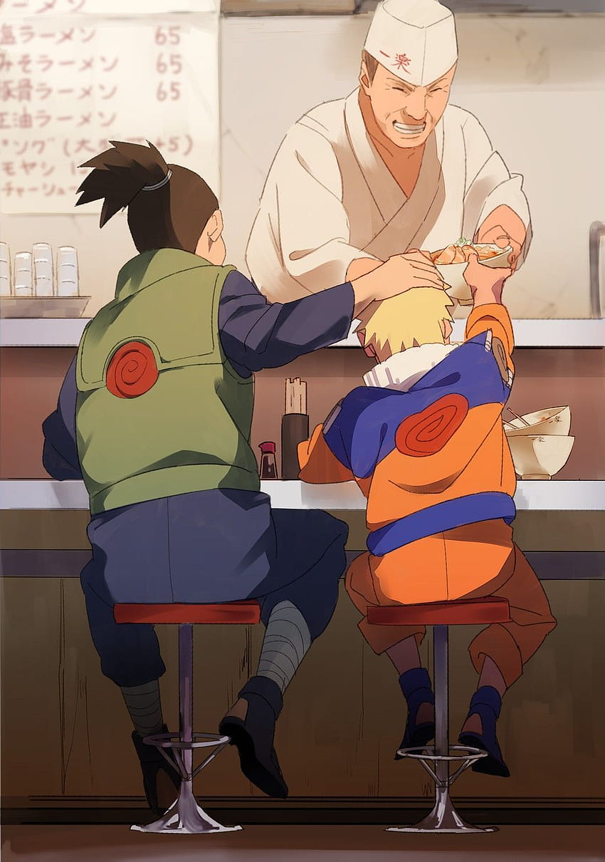Naruto with Iruka eating ramen, naruto and ramen HD phone wallpaper