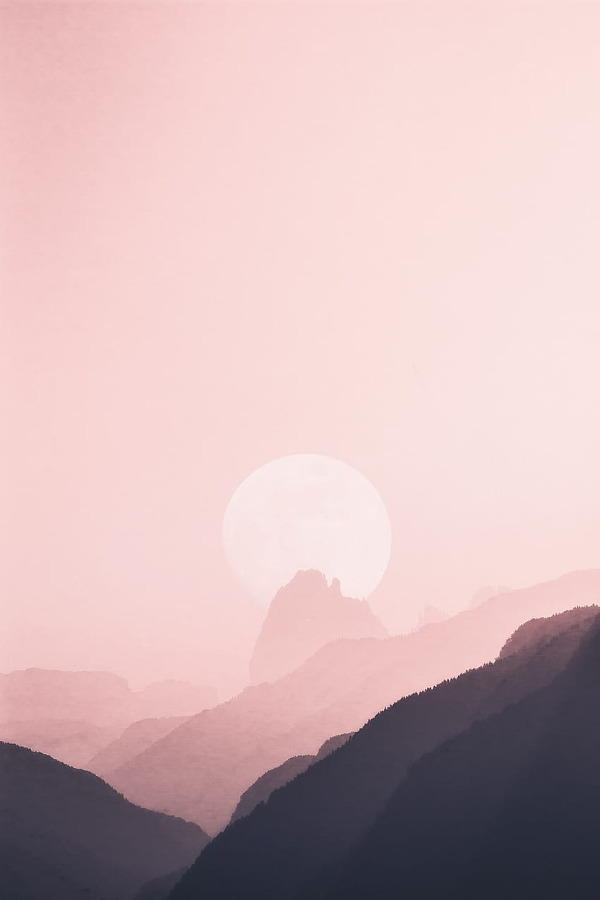 Pink Landscape, pink light mountains HD phone wallpaper