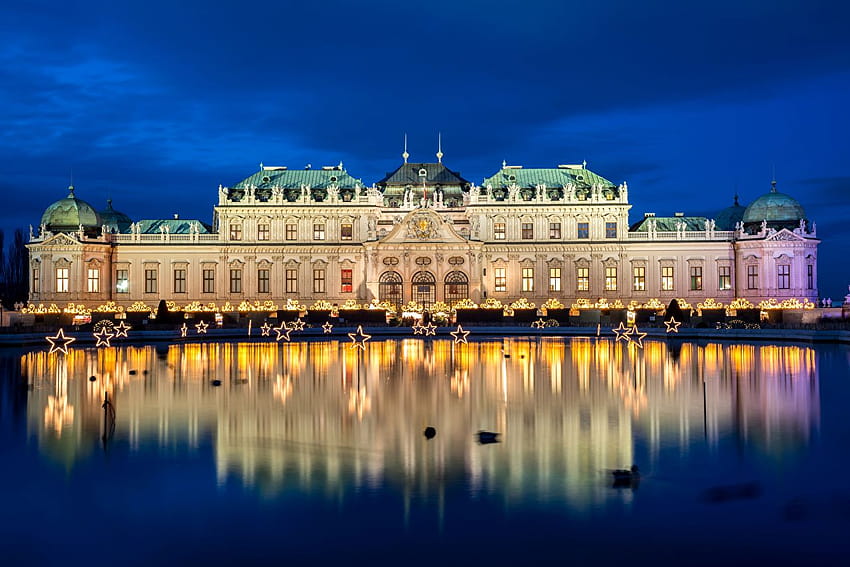 Viyana Avusturya küçük yıldızlar Palace Belvedere Pond, belvedere avusturya HD duvar kağıdı