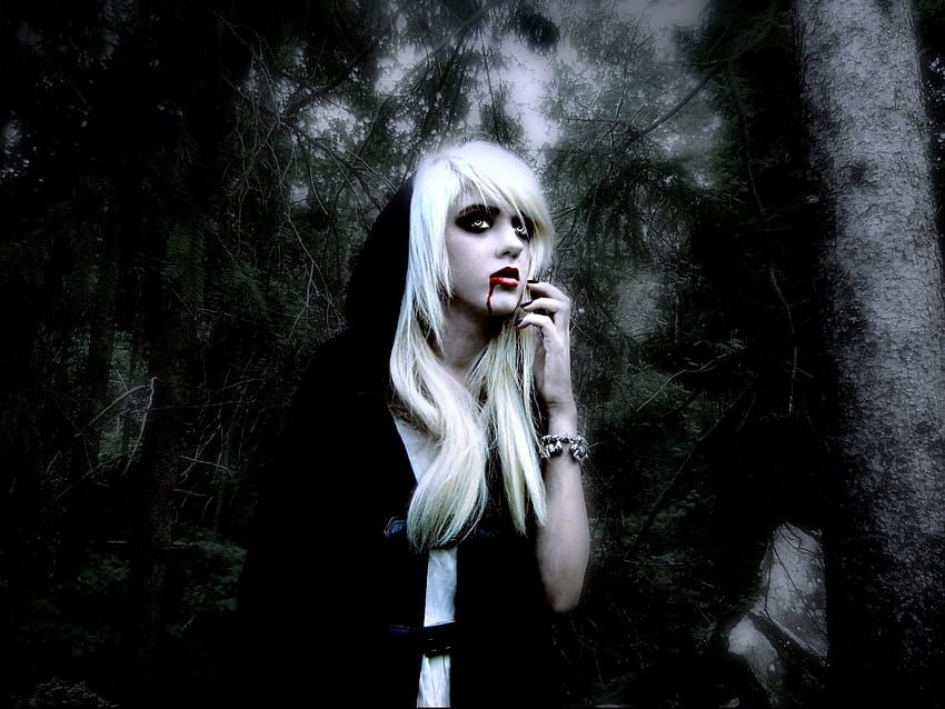 Opere d'arte fantasy vampiro scuro ragazza gotica ragazze horror sangue malvagio, vampiro malvagio Sfondo HD