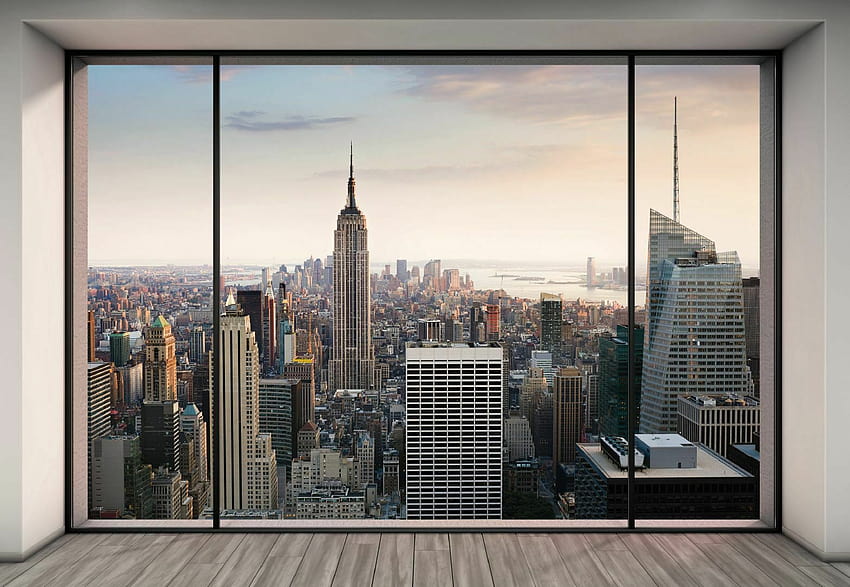 YORK Mural Yatak Odası Duvarı 320x230cm City Skyline Blue Sky online satılık HD duvar kağıdı