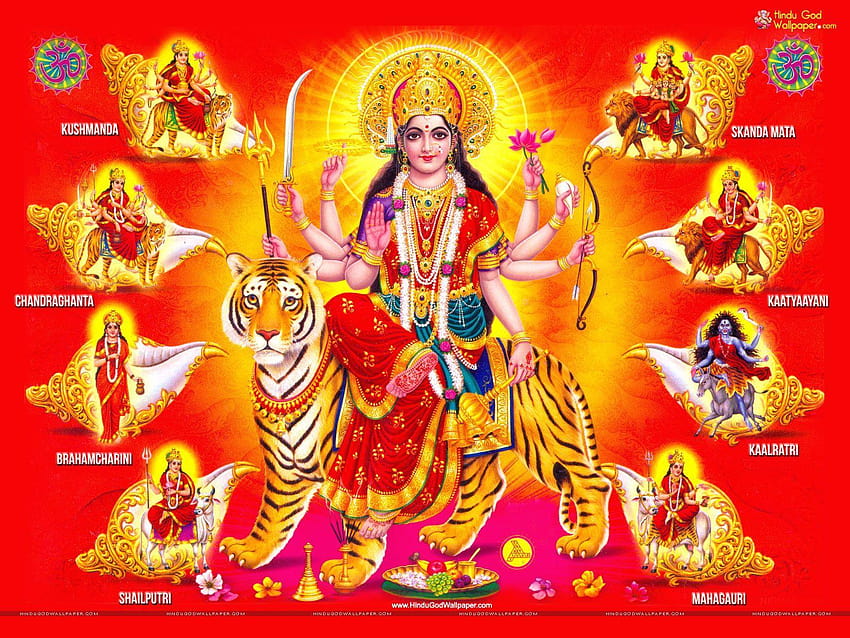Nav Durga, 3D-Gott des hinduistischen Durga Maa HD-Hintergrundbild
