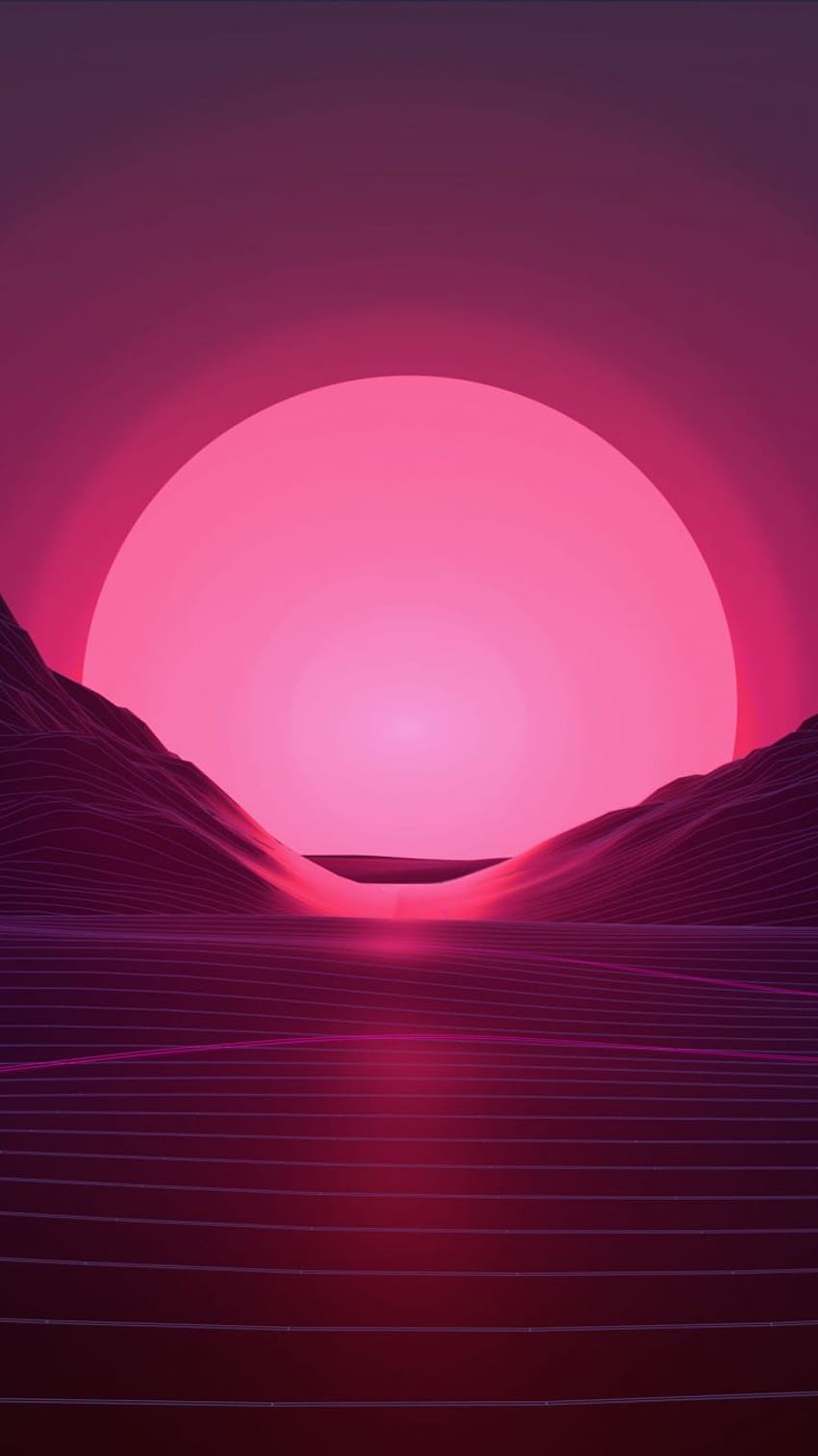 tramonto sole rosa paesaggio astratto luci al neon arte [3840x2400] per il tuo, cellulare e tablet, estetica del sole rosa Sfondo del telefono HD