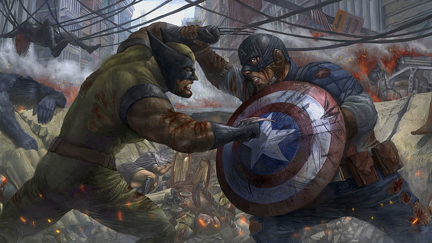 Captain America Vs Wolverine artwork , captain america , digital art , hulk vs wolverine HD wallpaper