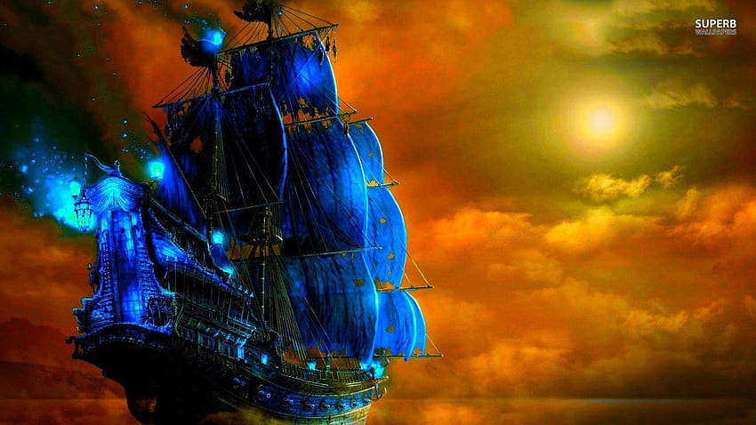 해적 유령선과 배경, 유령 해적선 HD 월페이퍼