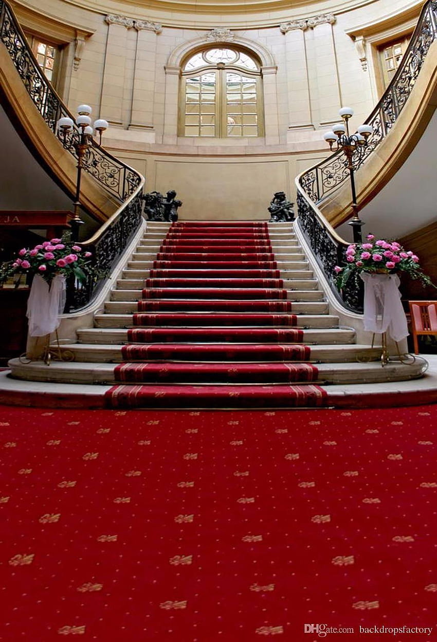 2018 Red Carpet Staircase Wedding Backdrop Pink Flowers, red carpet background Papel de parede de celular HD
