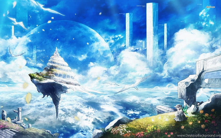 Sad Fairy And The Floating Island Anime ... Backgrounds, anime island HD wallpaper