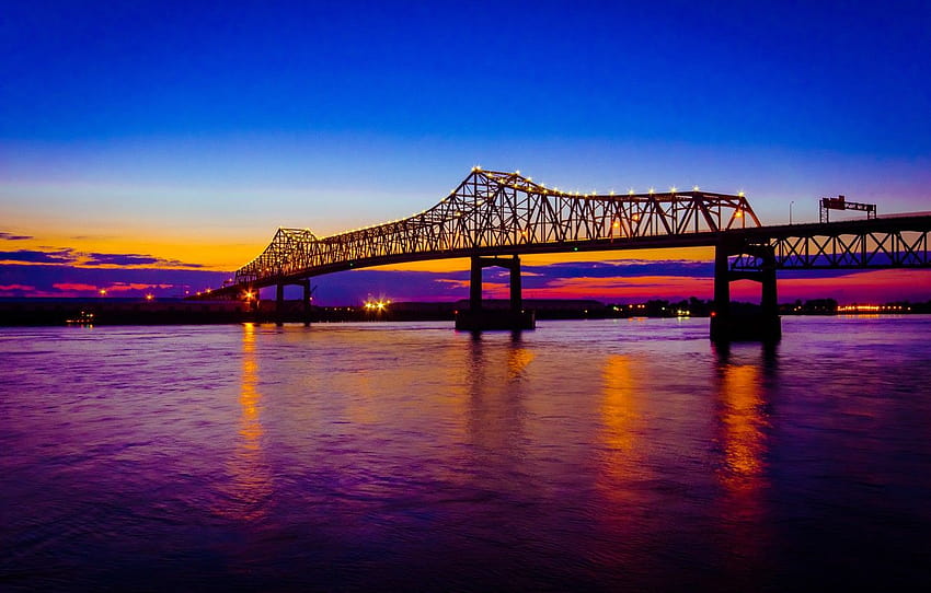 noc, most, Luizjana, Baton Rouge, Mississippi , sekcja город Tapeta HD