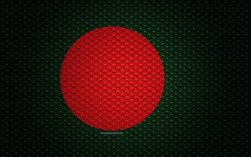 バングラデシュの旗、クリエイティブ アート、金属メッシュ、バングラデシュの旗、国の象徴、バングラデシュ、アジア、解像度 3840x2400 のアジア諸国の旗。 高品質、 高画質の壁紙